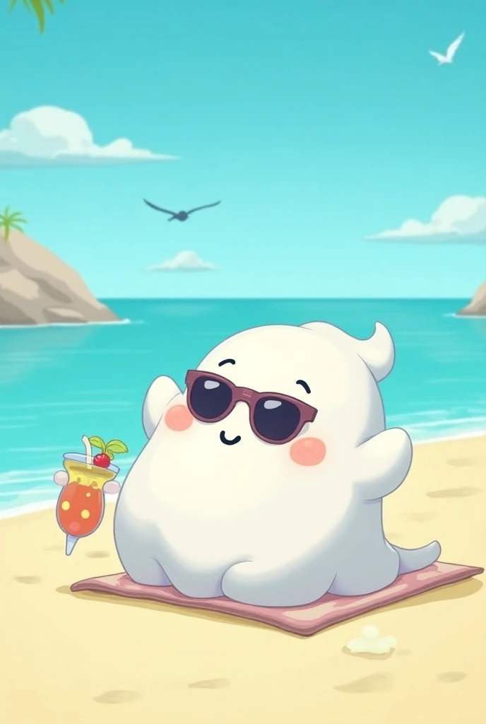 Cartoon ghost sunbathing

