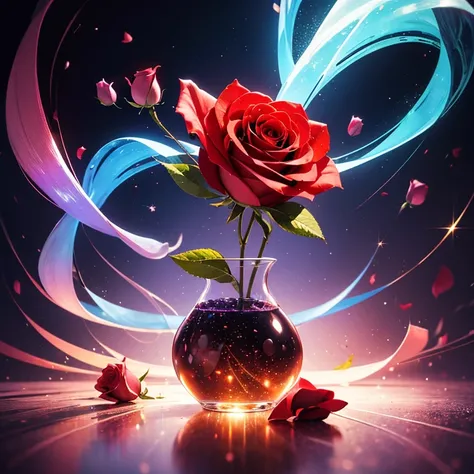 3 roses, colorful, aura, fantastic, sparkling, light, creative, sensation,