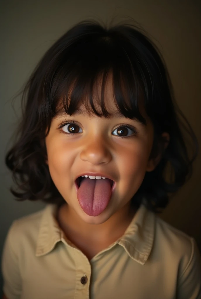 Mia Khalifa at 4 with her tongue out