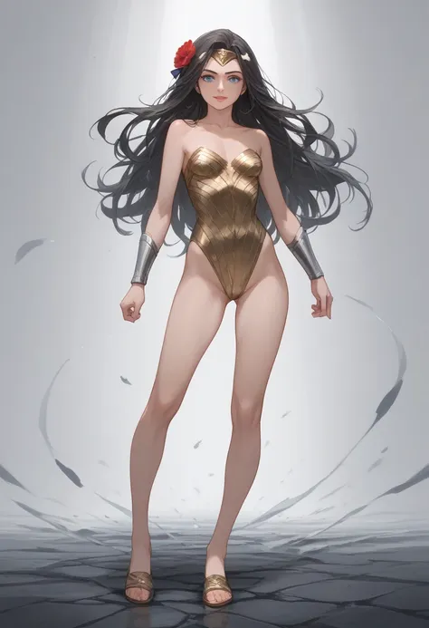 ((full body shot, standing, feet on the ground)) wonder woman, masterpiece, best quality, highly detailed, score_9, score_8_up, ...