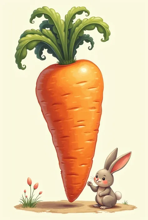 draw me a giant carrot with a bunny like the one above eating it, the bunny is tiny compared to the carrot. 4k