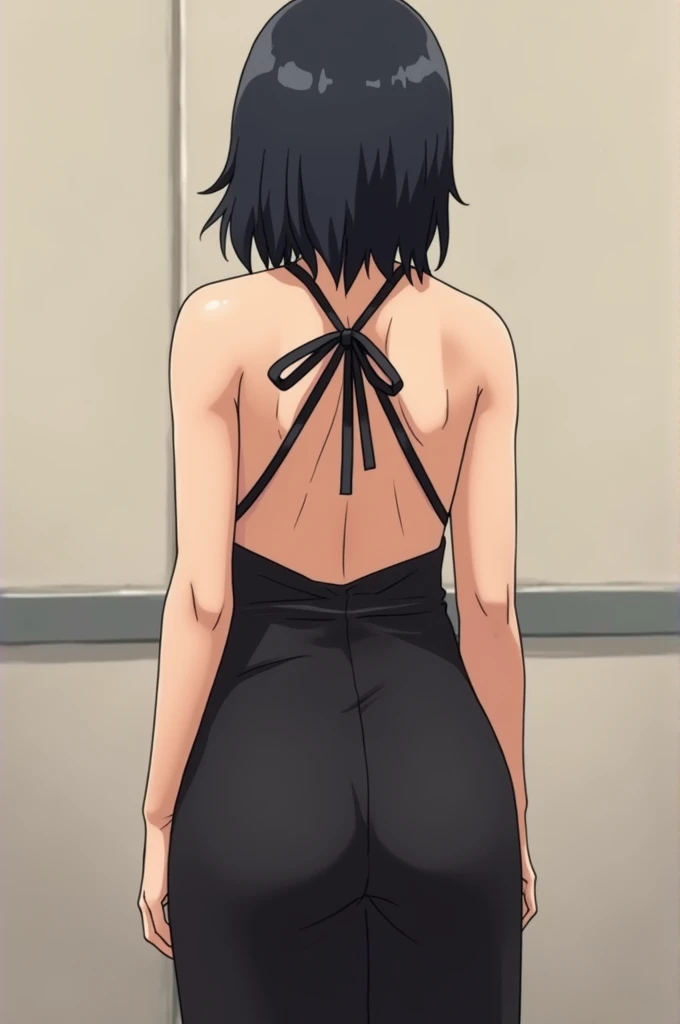 Hinata from naruto wearing a black apron from behind ass big boobs in naked just apron 