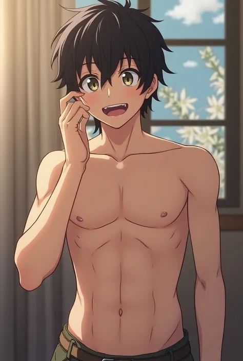 Naked anime boy shows dick