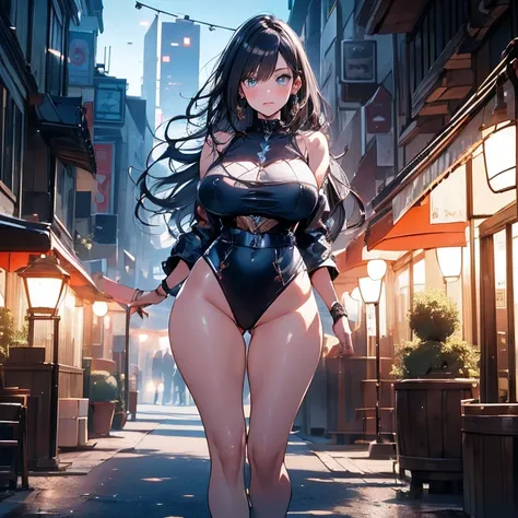 full body Waifu beautiful detailed eyes, beautiful detailed lips, extremely detailed eyes and face, longeyelashes, 1girl, sensual, young woman, sexy medium / large breasts, beautiful feminine face, nice sexy thighs, slim, sexy, erotic, beautiful fashion cl...