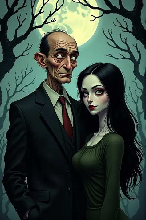 Homero Addams played by Luis Guzmán and his daughter Merlina