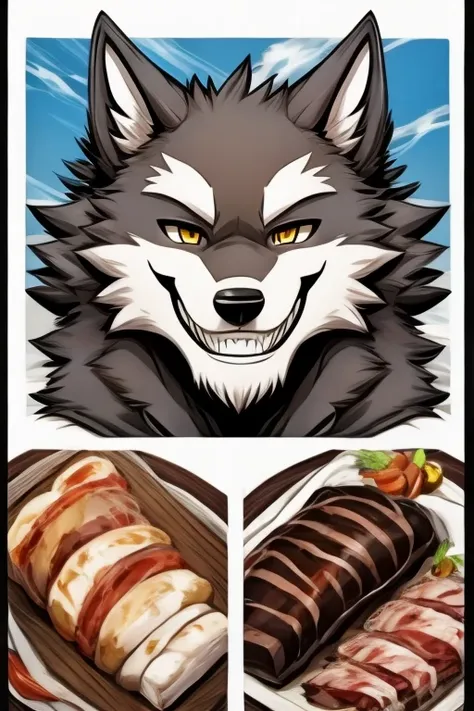 delicious meat comics、 wolf beast man、smile、cute、happy、