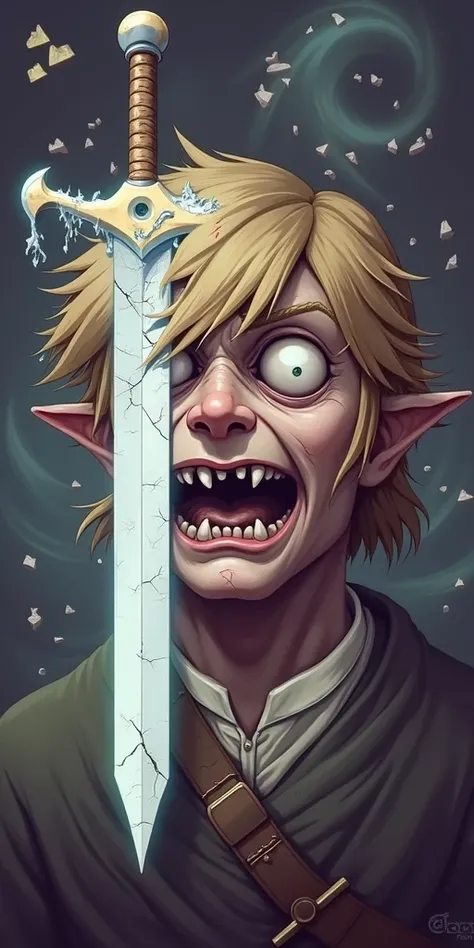 Create an insane image with the LINK character from the game Zelda 