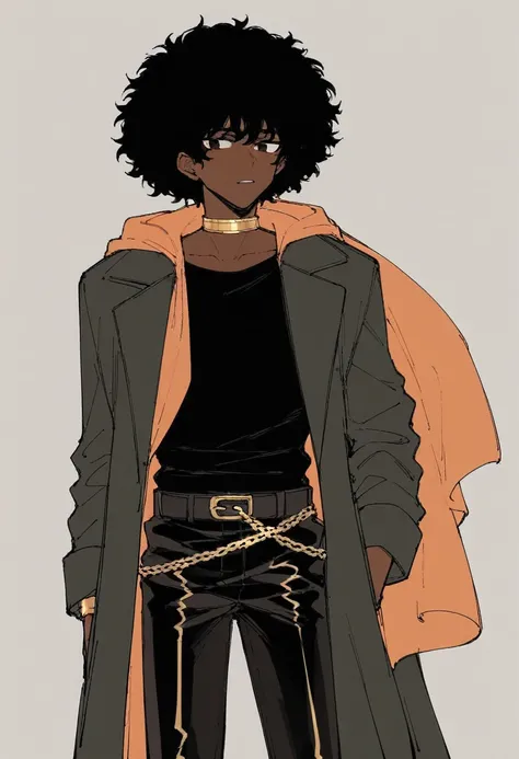 (Male Boy: 1.5)“Portrait of Koyo, a 16-year-old boy, 1.80 m tall, dark brown skin and Afro-descendant features. She has black hair, curly and well combed in small, voluminous 3.6 centimeter curls. expressive, deep brown, with a shape that follows the aesth...