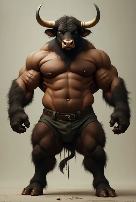 muscular bull with tight shorts and furry penis out 