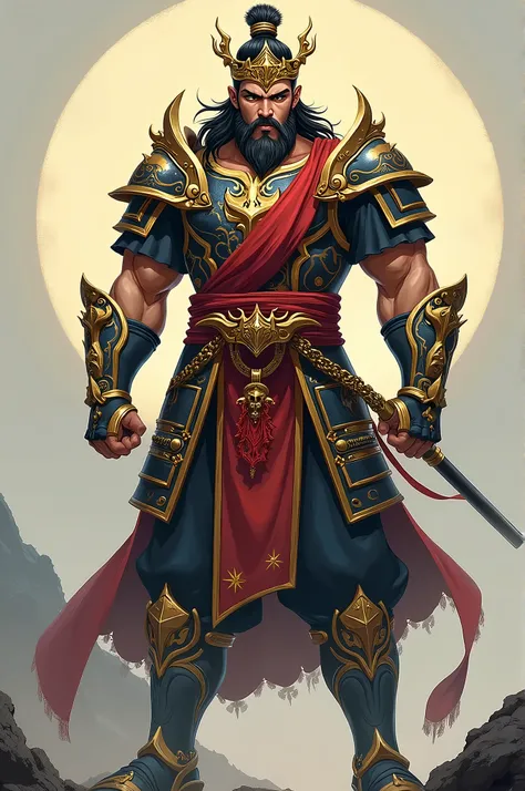 Son tinh is a robust and imposing warrior, Vietnamese male of Asian descent, 25 years old, known for his strength and skill in defense, representing the mountain god from Vietnamese mythology. Originating from a mountainous region, Hes a guardian of the ea...