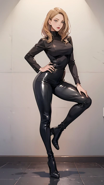  manhwa , sexy black widow, full body, Leather Dresses Leather Pants, Tight, 