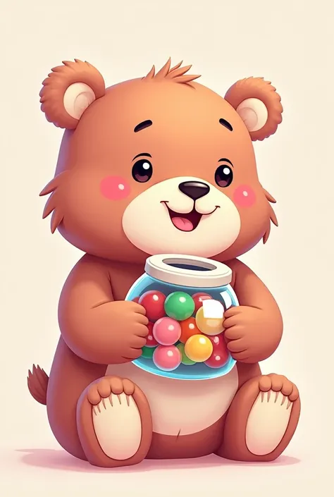  Create a profile picture of a half-dark pink teddy bear, holding a jar of gummies written Hair and Skin 