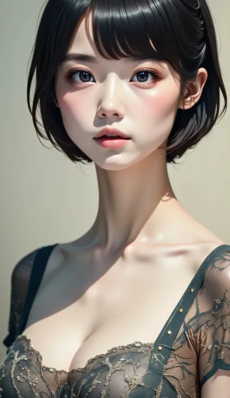 masterpiece, Best Quality, 1. woman, 20 years old, (( short hair)), Surrealism