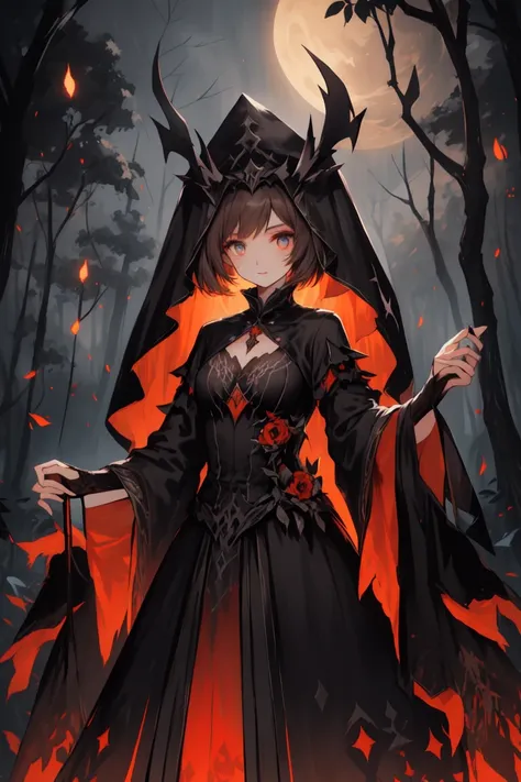 beautiful female , darkness forest