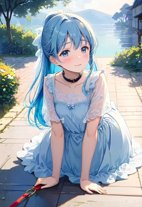 masterpiece, best quality, extremely detailed, (illustration, official art), 1 girl ,(((( light blue long hair)))), ,(((( light ...