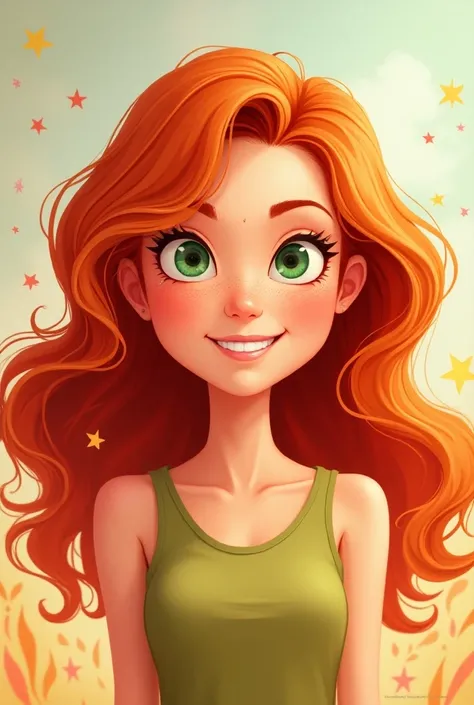 A 17-year-old red-haired girl ,   Let it be an animation-type cartoon 