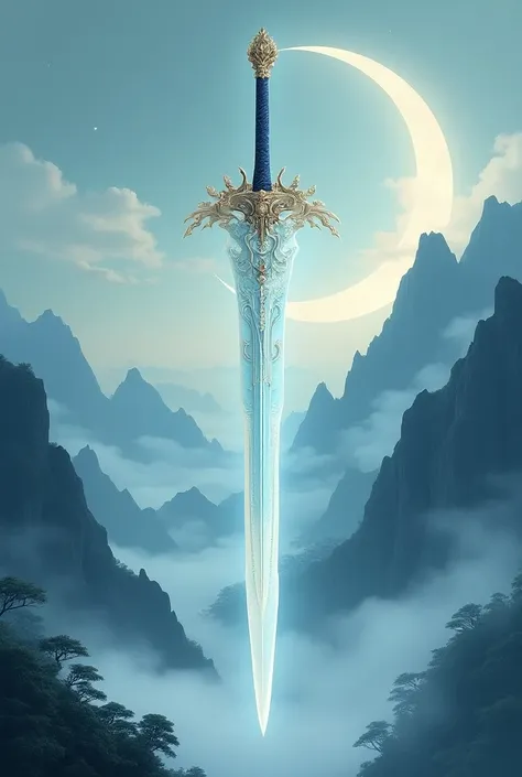 .  It is a fantasy picture of a heavenly moon sword in the style of Chinese fantasy painting.