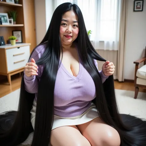 8k,Highest quality, masterpiece, Ultra-high resolution,(masterpiece:1.6, Highest quality), Intricate details, 1 female,Middle-aged woman in her 50s, japanese, full body, ((dynamic pose：1.3)),top of head,   ((Absurdly long hair:1.5)), ((jet Black Hair)), ((...