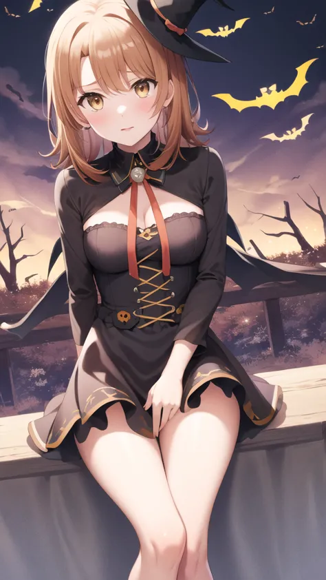 masterpiece, best quality, highres, aairoha, medium hair, halloween dress,