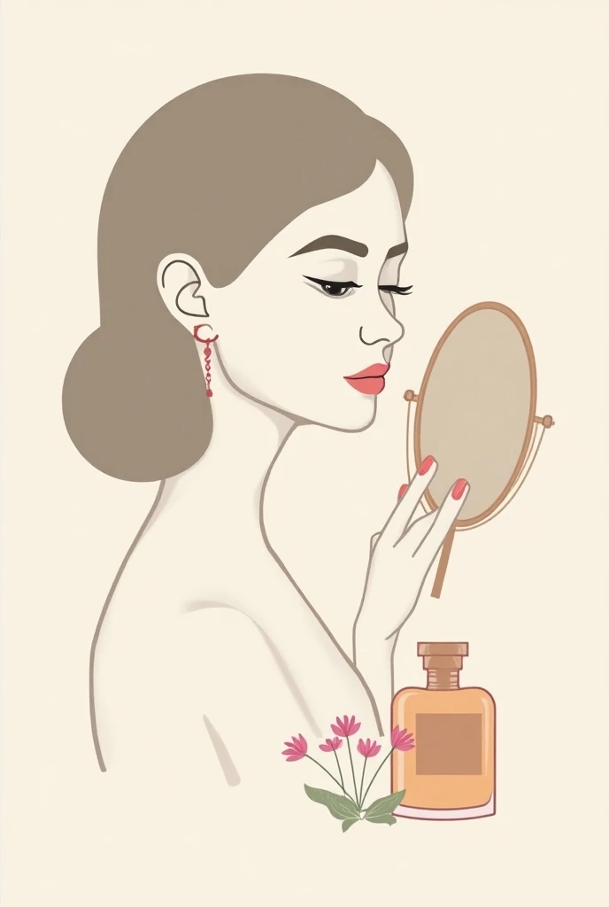  Logo vector profile woman, mirror and perfume bottle 