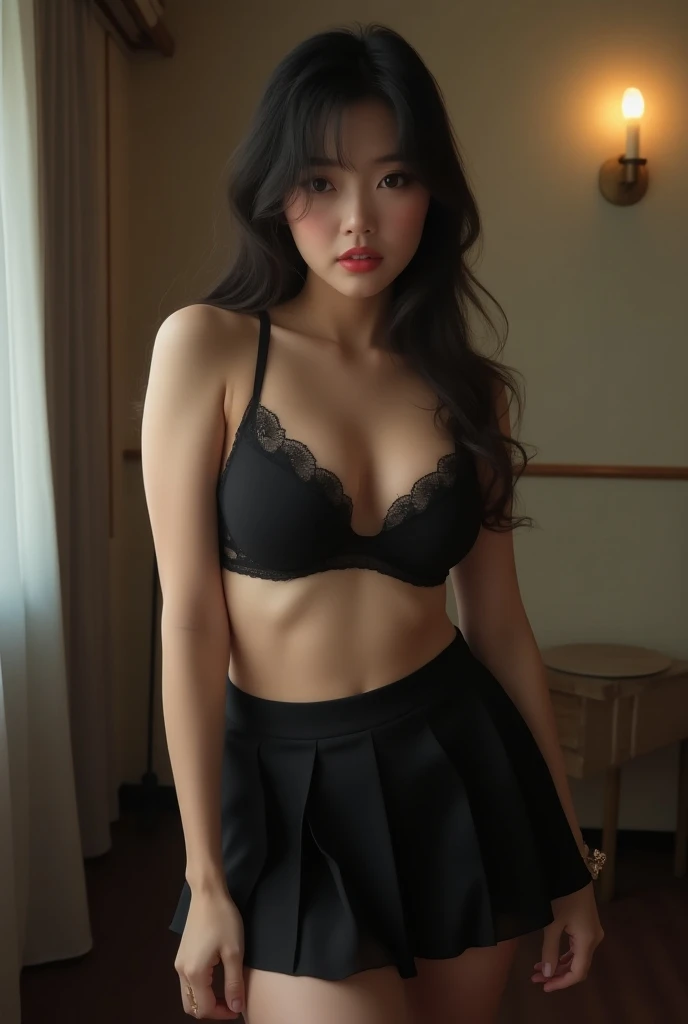  Extremely detailed, super busty japanese girl skirt thigh-highs, and a bralette t-shirt 