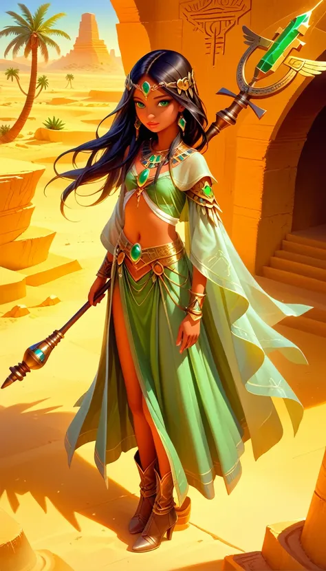 score_9, score_8_up, score_7, fantasy art, rpg art, a female druid in an oasis in the desert, a beautiful human druid, cleric of...