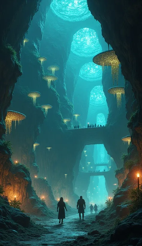 Underground City: A civilization in the heart of the Earth, filled with luminous fungi and untold wonders.