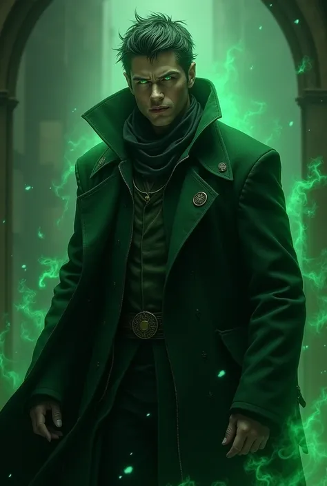 Green eyes of a mans sorcerer