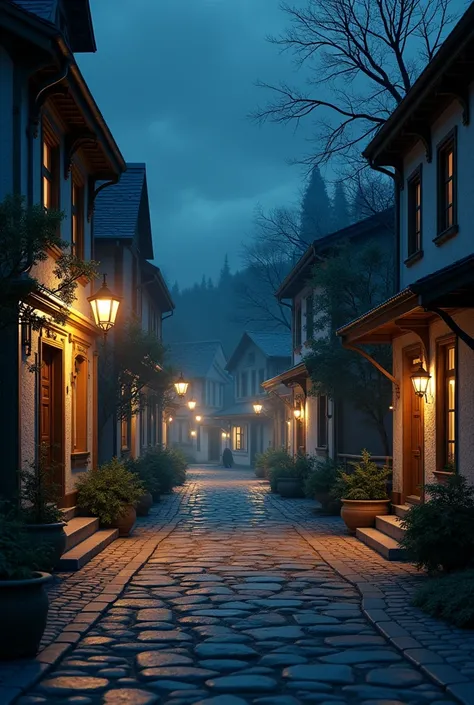 A small Town street at night for a pictures background 