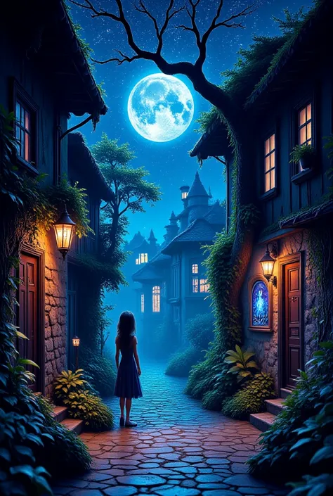 visualize a mystical alley infused with an otherworldly charm, as if stepping into a realm where reality and fantasy intertwine....