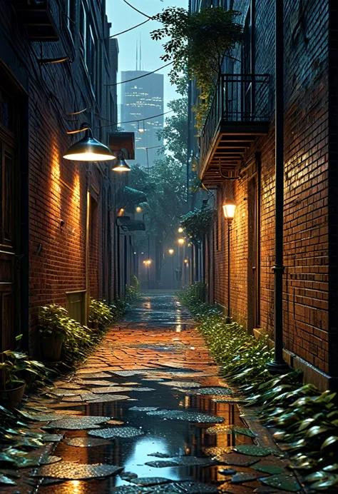 envision a captivating alley captured with the precision of a high-definition photograph. every detail is meticulously rendered,...