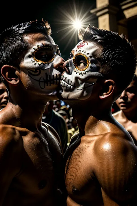 2 18-year-old boys kiss at a dia de los muertos celebration in oaxaca