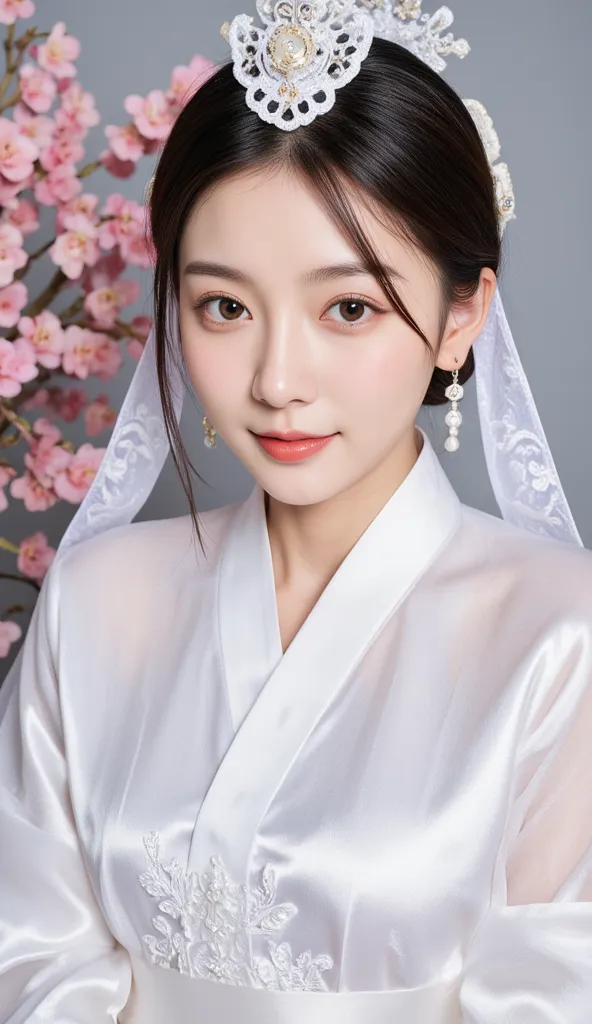 yanji ,  korean princess portrait ,  ethnic group dressed in white clothes ,  holy ,  pure ,  32k resolution detail sharp image ...