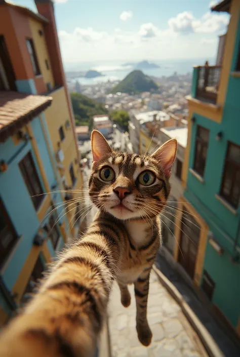 a cat taking a selfie in the favela in rio de janeiro