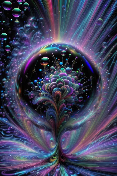 an image of light emerging from colors in a psychedelic dream, shimmering glass morphing out of colors, trippy vibrant colors, p...