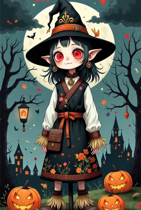  is " Halloween Midjourney "。 Scary Halloween ，Night Sky， a scarecrow wearing a scare hat, powerful male scarecrow, scarecrow, 🍂  cute, the scarecrow, Zero Zen ,  Great Character Design , From arknights, ( ( Character concept art ) ), Zero Zen  art, detail...