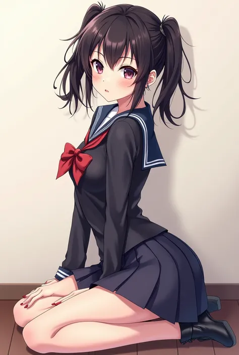 momo ayase from anime dandandan sexy post in her school uniform 