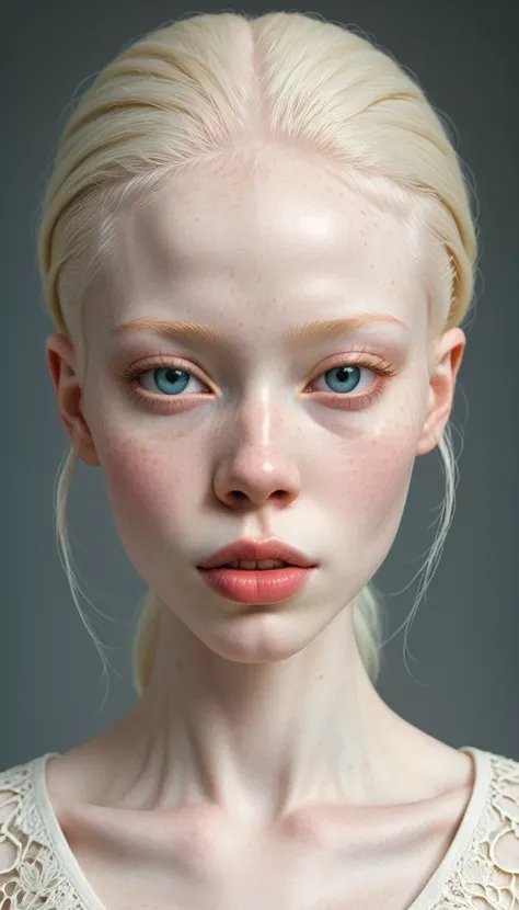 1 extremely beautiful , very albino albinotic african woman . extremely slim, or, with freckles,  symmetrical body , full body, ...