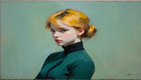 create an evocative oil painting inspired by malcolm liepke, based on the provided image. capture the intense, introspective exp...