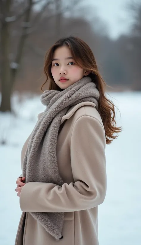 Young, beautiful, model, posing, winter clothes,