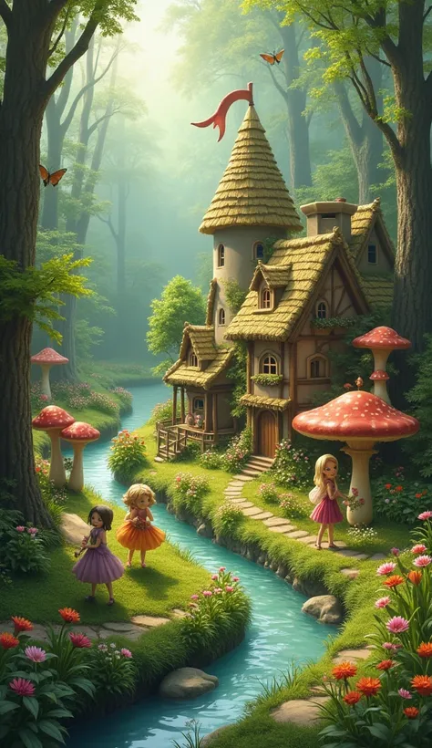 Fairy Village: A charming settlement inhabited by tiny, mischievous fairies.