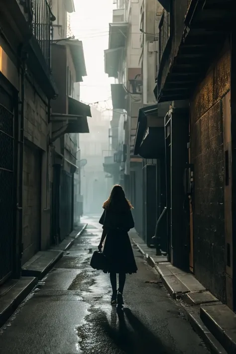 ((masterpiece, Best Quality,  Highest quality ,  high definition,  photorealistic,  RAW Photos,  highly detailed CG unified 8K wallpaper)),  Dramatic Light ,  volumetric lights , Mysterious Alley ,  a faceless girl is standing with a doll,  girl, Her face ...