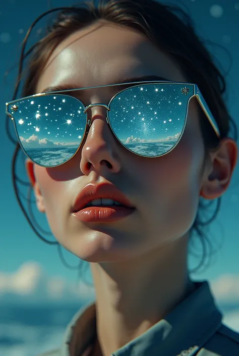  The model wears glass sunglasses with stars and the moon on the glass creates an image of a series circuit that has:
Voltage DC : V_ s
Inductor : l
Resistencia:  R
nonlinear load : V_l