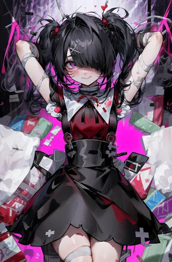 2d, anime art, (masterpiece:1.2), best quality, absurderes,
girl, ame-chan, lying, black skirt, white shirt, red shirt, suspende...