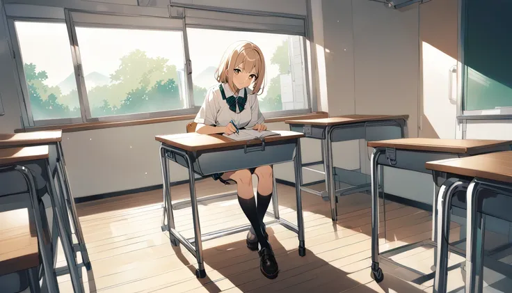 Sakuragi Otome on the desk in classroom