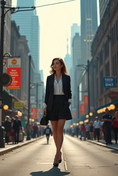 Young woman walking through the city