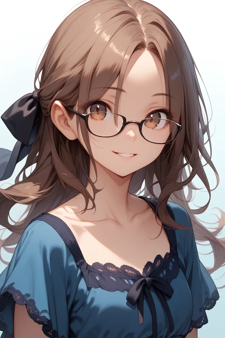 score_9, score_8_up, score_7_up, 1girl, solo, brown hair, long hair, brown eyes, collarbone, looking at viewer, dress, upper bod...