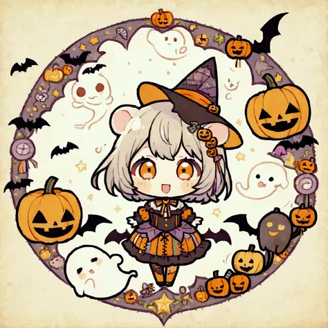 handicraft artwork,patchwork,cloth,button,felt fabric,embroidery thread,handicrafts with a warm and gentle atmosphere,(halloween...