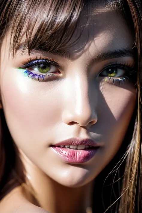 Realistic ( Photorealistic Realism ), ( high definition), (( exquisitely drawn digital art )). (  view ultra-realistic texture details:  Velvet Skin , hair.), (  Soft Lower Lashes ),  professional photoshoot, ( attractive shot of a Japanese woman :1.3), (詳...