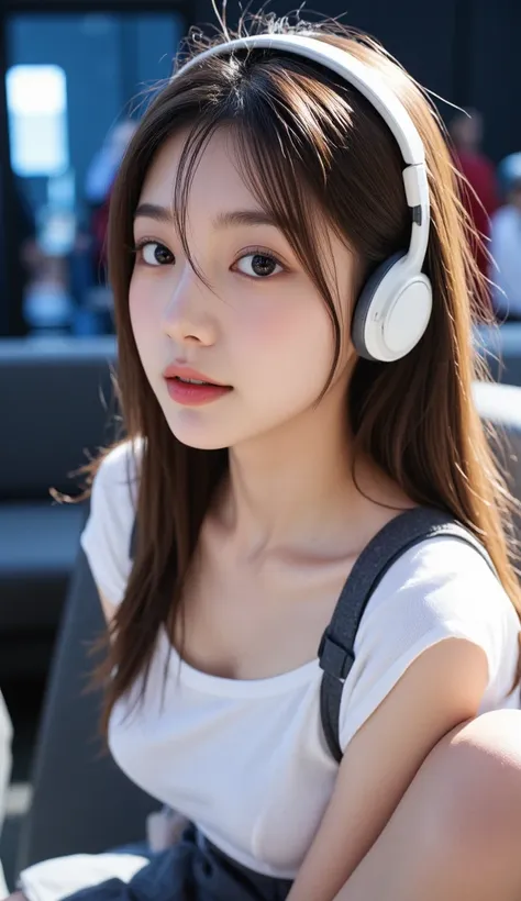 best quality, face focus, soft light, ultra high res, (photorealistic:1.4), raw photo,
1japanese girl, solo, cute, (pupil, light...